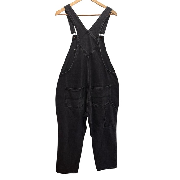 Old Navy Black Slouchy Straight Ankle Jean Overalls Size 14 Petite - Picture 4 of 15
